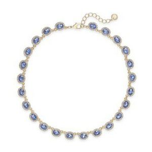New Silver-Tone Pave & Stone Collar Necklace